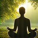 A person meditating in a peaceful, sunlit garden, symbolizing mental health and mindfulness
