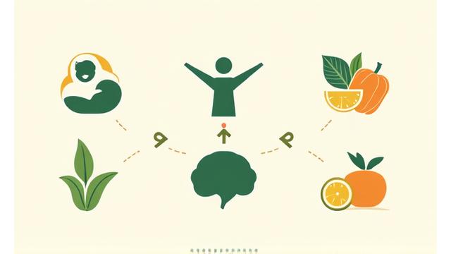 Stylized graphic illustrating lifestyle upgrades with icons for sleep, fitness, nutrition, and mental clarity