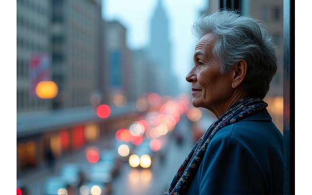 A person finding calm amidst a bustling city street, symbolizing anxiety and depression awareness.